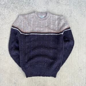 Neapolitan Cross Striped Knitted Winter Sweater